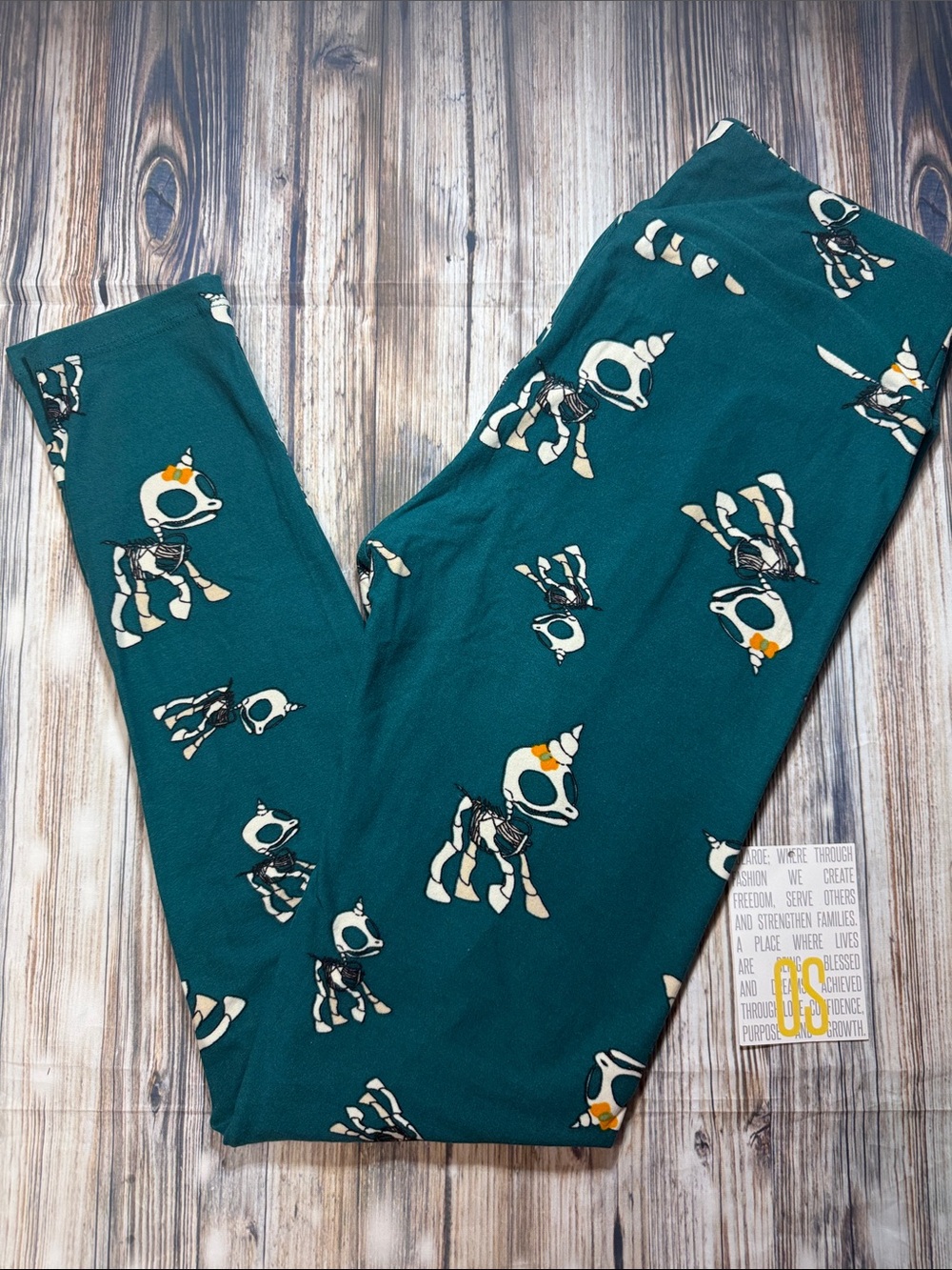 LuLaRoe Teal Unicorn Skeleton Print Leggings